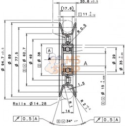 Poulie Ø89mm/trou central 15mm | CASTELGARDEN Poulie Ø89mm/trou central 15mm | CASTELGARDENPR#214396