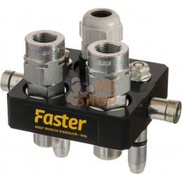 Raccord multiple DN10-2 x 3/8" BSPP 1 x bouchon de section mobile électrique | FASTER Raccord multiple DN10-2 x 3/8" BSPP 1 x bo
