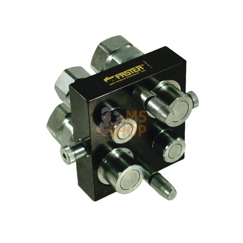 Raccord multiple DN12/DN20-2 x 1/2" - 2 x 3/4" BSPP prise amovible | FASTER Raccord multiple DN12/DN20-2 x 1/2" - 2 x 3/4" BSPP 