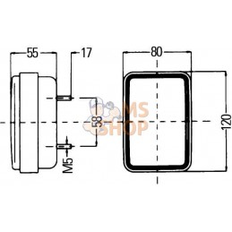 Feu de direction et de position 21/5W, rectangulaire, 12V, ambre/transparent, à boulonner, 120x55x80mm, Hella | HELLA Feu de dir