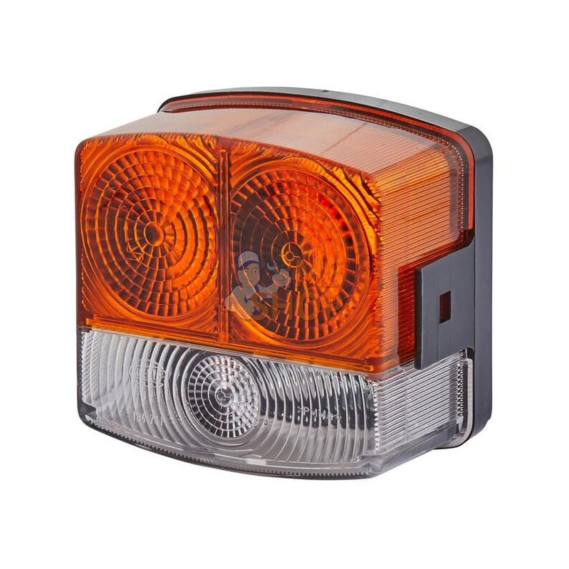 Feu de direction et de position LH 21/10W, carré, 12V, ambre/transparent, à boulonner, 95x54.5x90mm, Hella | HELLA Feu de direct