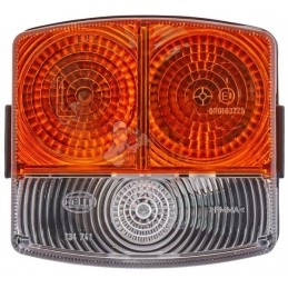 Feu de direction et de position LH 21/10W, carré, 12V, ambre/transparent, à boulonner, 95x54.5x90mm, Hella | HELLA Feu de direct