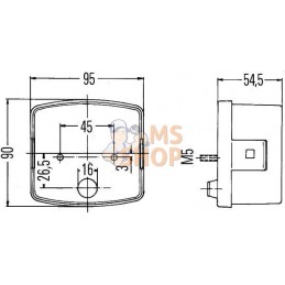 Feu de direction et de position LH 21/10W, carré, 12V, ambre/transparent, à boulonner, 95x54.5x90mm, Hella | HELLA Feu de direct
