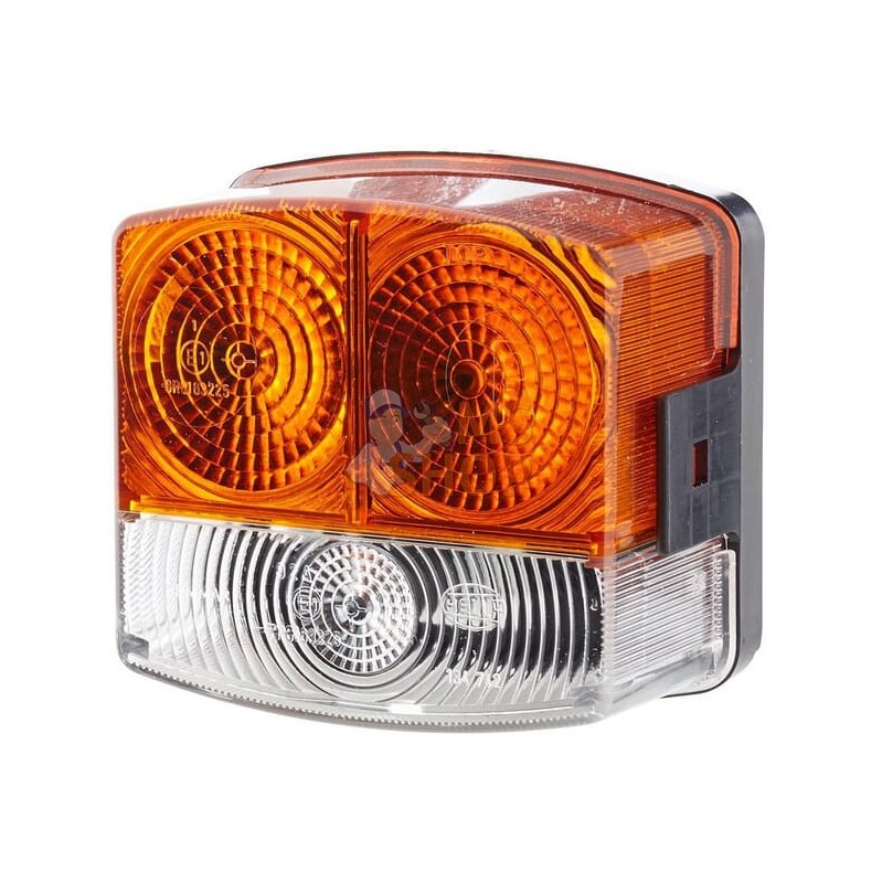 Feu de direction et de position RH 21/10W, carré, 12V, ambre/transparent, à boulonner, 95x54.5x90mm, Hella | HELLA Feu de direct