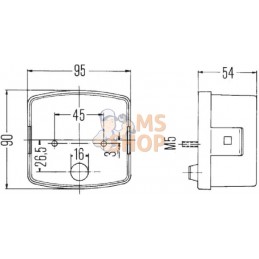 Feu de direction et de position RH 21/10W, carré, 12V, ambre/transparent, à boulonner, 95x54.5x90mm, Hella | HELLA Feu de direct