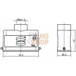 Capot 16A M20 entrée verticale | HARTING Capot 16A M20 entrée verticale | HARTINGPR#786484