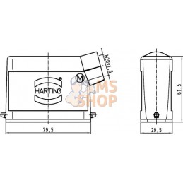 Capot 16A M20 entrée latérale | HARTING Capot 16A M20 entrée latérale | HARTINGPR#786485