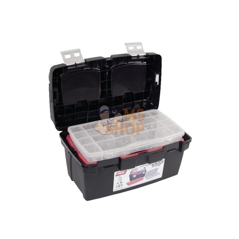 Boîte à outils 295x500x270mm, polypropylène noir/rouge, 5 compartiments, 500-E by Tayg | TAYG Boîte à outils 295x500x270mm, poly