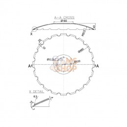 XL044N; KRAMP; Disque crénelé 460x4,0mm; pièce detachée