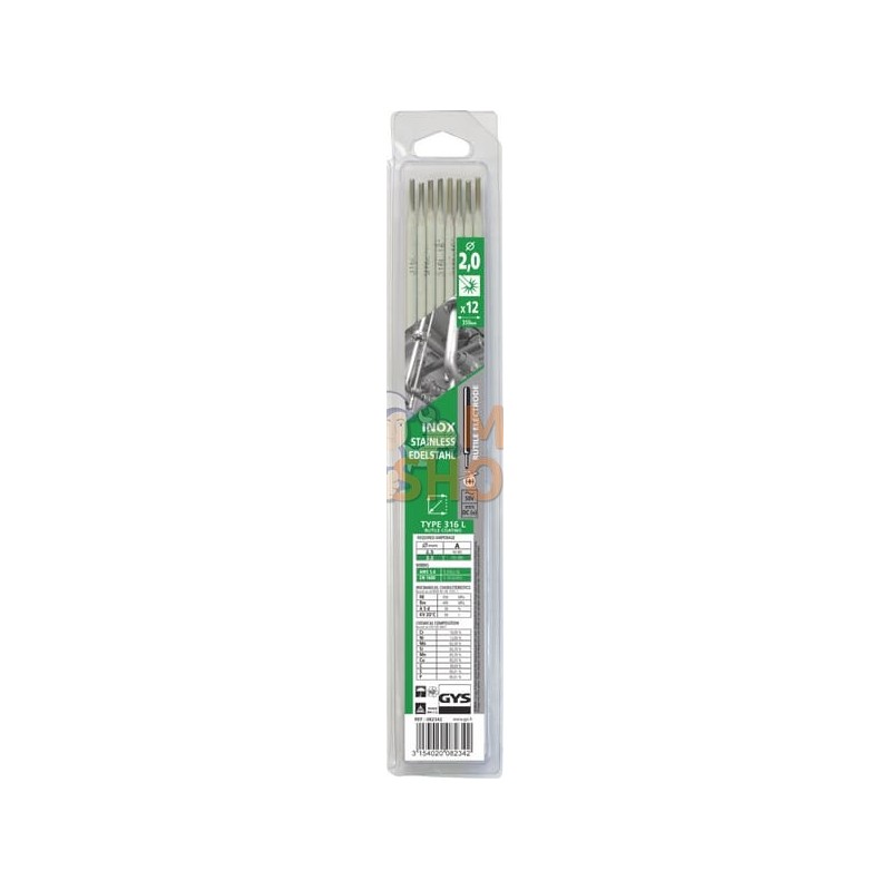 Électrodes 316L 2,0x350mm(12x) | GYS Électrodes 316L 2,0x350mm(12x) | GYSPR#510201 Électrodes 316L 2,0x350mm(12x) | GYS Électrodes 316L 2,0x350mm(12x) | GYSPR#510201