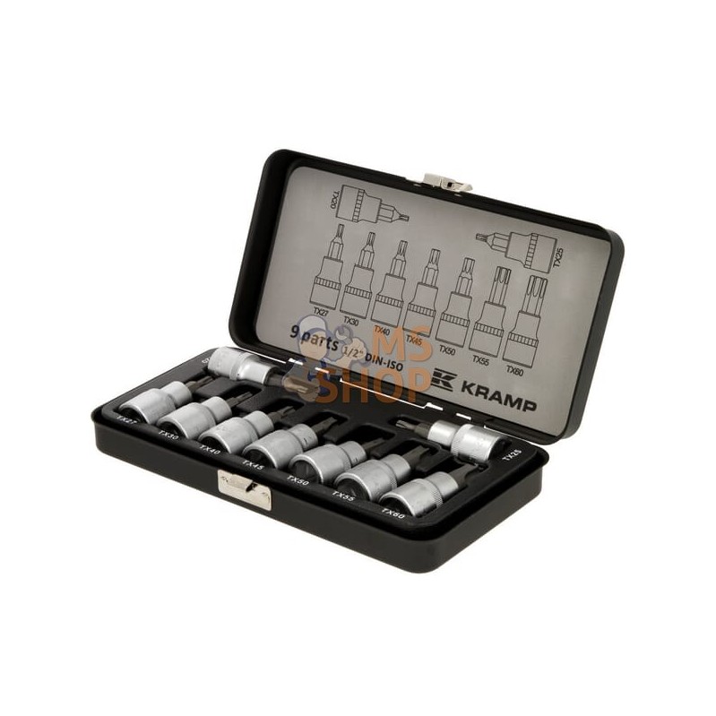 Jeu 9 douilles 1/2" Torx | KRAMP Jeu 9 douilles 1/2" Torx | KRAMPPR#564824
