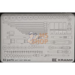 Jeu 82 douilles mixtes 1/4" + 1/2" | KRAMP Jeu 82 douilles mixtes 1/4" + 1/2" | KRAMPPR#564005