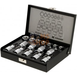 Jeu 16 douilles 1/2" Torx | KRAMP Jeu 16 douilles 1/2" Torx | KRAMPPR#564624
