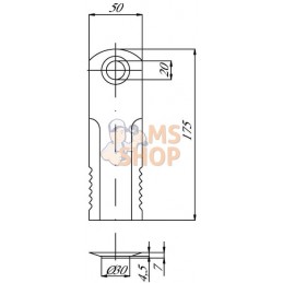 Couteau de broyeur de paille 175x50x4,5 mm Ø 20 mm | KRAMP Couteau de broyeur de paille 175x50x4,5 mm Ø 20 mm | KRAMPPR#841347