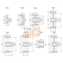 Poulie pour courroie trapézoïdale 6 rainures B ou SPB diamètre 207 mm Kramp | KRAMP Poulie pour courroie trapézoïdale 6 rainures
