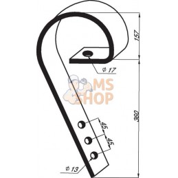 Porte-dents 80x10x500mm sans pointe adaptable pour Väderstad | KRAMP Porte-dents 80x10x500mm sans pointe adaptable pour Vädersta