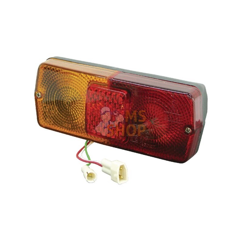 Lumière arrière droite rectangulaire, 12 V, rouge/ambre, à boulonner, fiche AMP 184x76 mm, Cobo | COBO Lumière arrière droite re