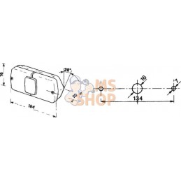 Lumière arrière droite rectangulaire, 12 V, rouge/ambre, à boulonner, fiche AMP 184x76 mm, Cobo | COBO Lumière arrière droite re