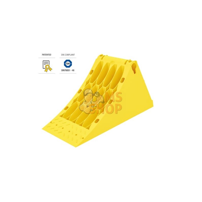 Cale de roue Crowny® 46, jaune, homologuée, thermoplastique  | LOKHEN Cale de roue Crowny® 46, jaune, homologuée, thermoplastiqu