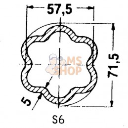 Tube profilé étoile S6 Ø ext. : 71,5x57,5x5 mm L : 2,9 m Walterscheid | WALTERSCHEID Tube profilé étoile S6 Ø ext. : 71,5x57,5x5