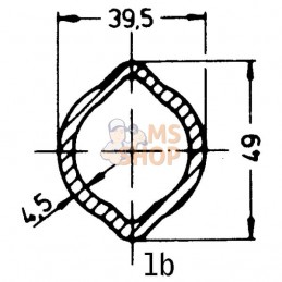 Tube profilé durci citron 1bH Ø ext. : 49x39,5x4,5 mm L : 1,4 m Walterscheid | WALTERSCHEID Tube profilé durci citron 1bH Ø ext.