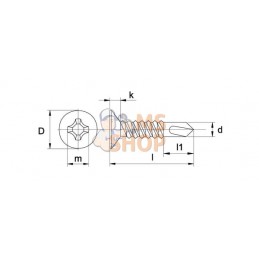 Vis autoperforante, Ø 4,2x13,0 mm, PH2, à tête fraisée, acier inoxydable, DIN7504 | KRAMP Vis autoperforante, Ø 4,2x13,0 mm, PH2