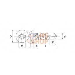 Vis autoperforante, Ø 4,2x25,0 mm, PH2, bac, acier inoxydable, DIN7504 | KRAMP Vis autoperforante, Ø 4,2x25,0 mm, PH2, bac, acie