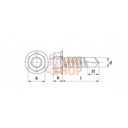 Vis autoperforante, Ø 6,3x50 mm3/8", bride, acier inoxydable, DIN7504 | KRAMP Vis autoperforante, Ø 6,3x50 mm3/8", bride, acier 