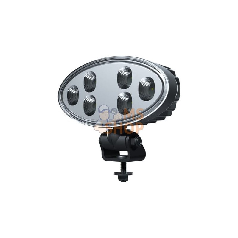 Phare de travail LED, 32W, 3500lm, ovale, 12/24V, blanc, boulonné, tête pivotante, 180x126x72mm,Deutsch 2 broches, Flood, 6 LED,