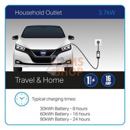 Câble de recharge EV Home, type 2, fiche UE, 3,7 kW, 8-16A, 5m | UNBRANDED Câble de recharge EV Home, type 2, fiche UE, 3,7 kW, 