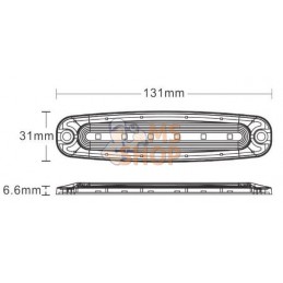 Feu clignotant LED, rectangulaire, 10/30V, orange, 130x30x7mm, 6 LED's, Kramp | KRAMP Feu clignotant LED, rectangulaire, 10/30V,