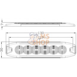 Feu clignotant LED, rectangulaire, 10/30V, orange, 130x30x7mm, 6 LED's, Kramp | KRAMP Feu clignotant LED, rectangulaire, 10/30V,