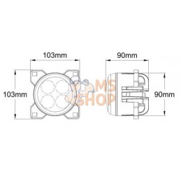 Phare de travail LED, 40W, 4000lm, rond, 10/30V, Ø 90mm, prise H11/Deutsch, faisceau spot, 4 LED, Kramp | KRAMP Phare de travail