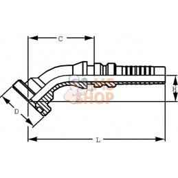Raccord à sertir 4SH-DN20 avec flasque ø38,1 mm 45° | ALFAGOMMA Raccord à sertir 4SH-DN20 avec flasque ø38,1 mm 45° | ALFAGOMMAP