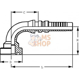 Raccord à sertir 4SH-DN20 avec bride ø47,6 mm 90° H100 | ALFAGOMMA Raccord à sertir 4SH-DN20 avec bride ø47,6 mm 90° H100 | ALFA