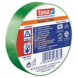Ruban d'isolation électrique en PVC souple, vert, 33m x 19mm TesaFLEX® | TESA Ruban d'isolation électrique en PVC souple, vert, 