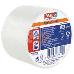 Ruban d'isolation électrique en PVC souple, blanc, 25m x 50mm TesaFLEX® | TESA Ruban d'isolation électrique en PVC souple, blanc