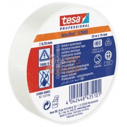 Ruban d'isolation électrique en PVC souple, blanc, 33m x 19mm TesaFLEX® | TESA Ruban d'isolation électrique en PVC souple, blanc