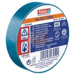 Ruban d'isolation électrique en PVC souple, bleu, 20m x 19mm TesaFLEX® | TESA Ruban d'isolation électrique en PVC souple, bleu, 