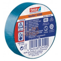 Ruban d'isolation électrique en PVC souple, bleu, 10m x 15mm TesaFLEX® | TESA Ruban d'isolation électrique en PVC souple, bleu, 
