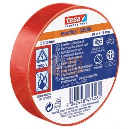 Ruban d'isolation électrique en PVC souple, rouge, 20m x 19mm TesaFLEX® | TESA Ruban d'isolation électrique en PVC souple, rouge