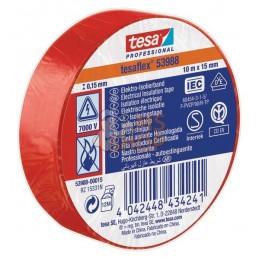 Ruban d'isolation électrique en PVC souple, rouge, 10m x 15mm TesaFLEX® | TESA Ruban d'isolation électrique en PVC souple, rouge