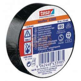 Ruban d'isolation électrique en PVC souple, noir, 10m x 15mm TesaFLEX® | TESA Ruban d'isolation électrique en PVC souple, noir, 