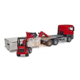 Camion avec conteneur Roll-Off et chargeur compact Schäffer 2630 MAN TGS | BRUDER Camion avec conteneur Roll-Off et chargeur com