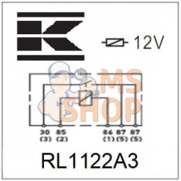 Mini relais 12V, double contact à fermeture, 2x20A, avec support | KRAMP Mini relais 12V, double contact à fermeture, 2x20A, ave