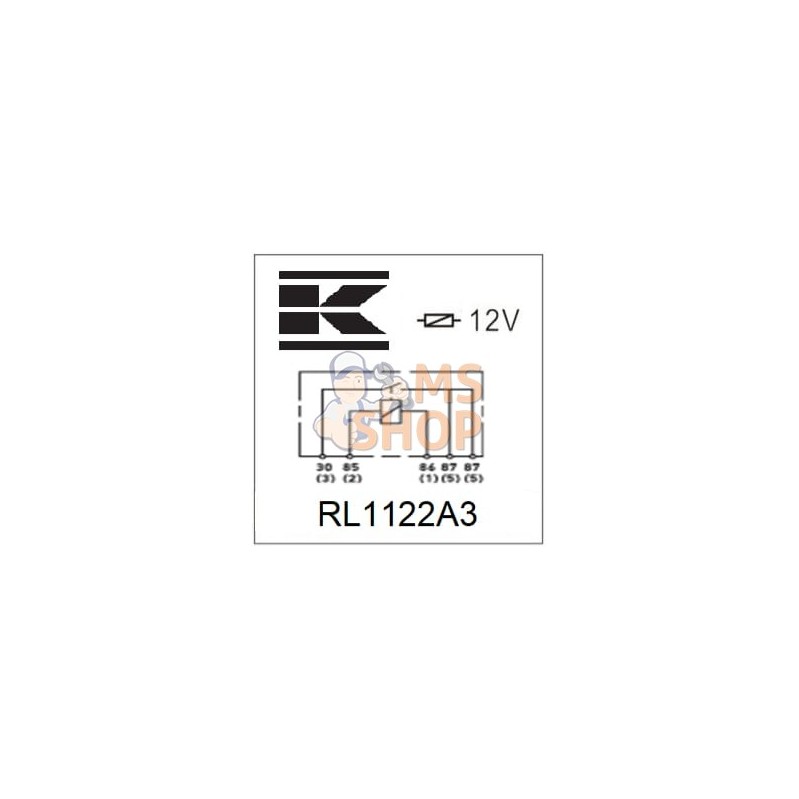 Mini relais 12V, double contact à fermeture, 2x20A, avec support | KRAMP Mini relais 12V, double contact à fermeture, 2x20A, ave