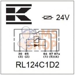 Mini relais 24V, inverseur, 30A/40A, diode, sans support | KRAMP Mini relais 24V, inverseur, 30A/40A, diode, sans support | KRAM