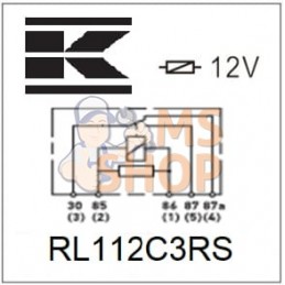 Mini relais 12V, inverseur, 30/40A, avec résistance, avec cadre et support enfichable | KRAMP Mini relais 12V, inverseur, 30/40A