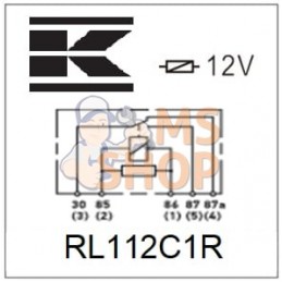 Mini relais 12V, inverseur, 30A/40A, avec résistance, sans support | KRAMP Mini relais 12V, inverseur, 30A/40A, avec résistance,