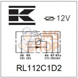 Mini relais 12V, inverseur, 30A/40A, diode, sans support | KRAMP Mini relais 12V, inverseur, 30A/40A, diode, sans support | KRAM